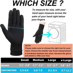 2-Pairs Pack Copper Full Finger Compression Gloves, Copper Arthritis Gloves for