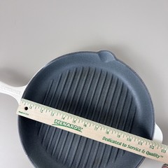 Le Creuset 30 Cast Iron Enamel 12″ Round Grill Pan Double Spout Skillet White