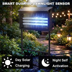 Solar Bug Zapper Outdoor Cordless Fly Trap Insect Zapper 4500V Mosquito Zapper