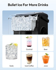 EUHOMY Countertop Ice Maker Machine with Handle, 26.5Lbs per Day, 9 Ice Cubes Re
