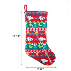 Peanuts Snoopy Christmas Stocking Red Green Holiday Knit Festive Gift