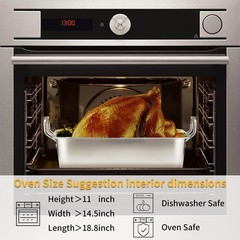20 lb Capacity 15″ Stainless Steel Roasting Pan with V-Rack – Perfect for Turkey