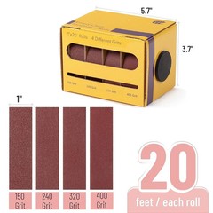 4 Grit 1″ x 20 Ft Emery Cloth Roll 150/240/320/400 Grit Abrasive Sandpaper Roll