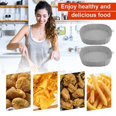 2Pcs Air Fryer Silicone Pot Baskets Liners Non-Stick Safe Oven Baking Tray Mats