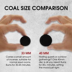 100 Ct Charcoal Tablets 33 mm – Quick Light Discs for Incense Resin Burner Rolls