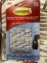 (Lot of 4) Command Mini Hooks Holds 0.5 Lb – #17006CLR-6 Hooks 8 Strips Ea. Pack