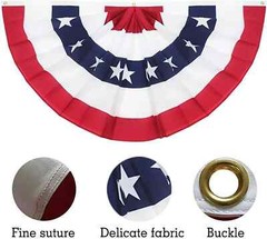 4 Pack USA Pleated Fan Flag 3X6 Feet American US Bunting Flags Half Fan Banner