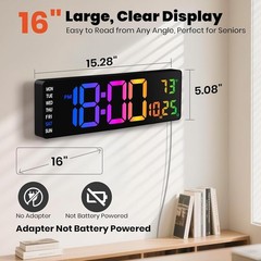 “Large Digital Wall Clock with Remote Control, 12 Inch LED Large Display Count..