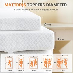 Memory Foam Mattress Topper Full with Removable Soft Cover Cooling Toppers Pad