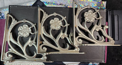 3 pcs lot of Shelf Brackets Iron Silver Finish Floral Ornate Decorative 7″ x 7″