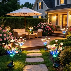 Solar Garden Lights Outdoor Waterproof LED Flower Stake Lamp Yard Patio Decor