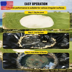 Pond Liner 10 x 13 Ft HDPE Pond Liners 20 Mil UV Resistant Preformed Pond Liners