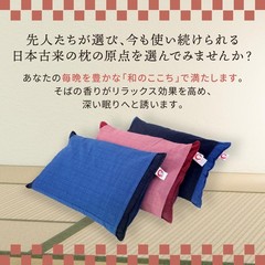 Japanese comfort buckwheat husk pillow, firm, navy, 35x50x8cm