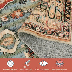Felice Boho Tribal Square 4X4 Washable Rug, Soft Living Room Kitchen Entry Rugs