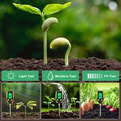 5in1 LCD Digital PH Soil Tester Plant Lawn Water Moisture Temperature Test Meter