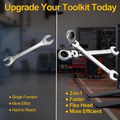 16PC 6-22mm Metric Flexible Head Ratcheting Wrench Combination Spanner Tool Set