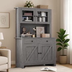 63″ Tall Kitchen Pantry Cabinet with Drawers, Hutch Cabinet with Microwave Stand