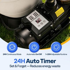 12/13in Sand Filter Pump In/Above Ground Pool System 7-Way w/ Timer 2087/2640GPH