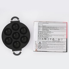 15.35*11.02*2.17″ Black Round Aluminum 7 Holes Takoyaki Pan Maker Hand Wash Only