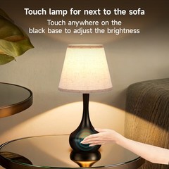 17” Table Lamps Set of 2 Touch 3-Way Dimmable for Living Room Bedroom Bedside