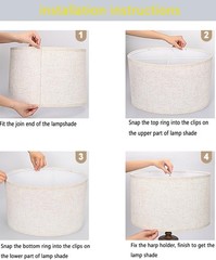 Beige Linen Fabric 11.6×12.6x 9.8in Drum Lamp Replacement Shade (Set of 2)