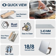 BEVISS 6.3″ Smash Burger Press, 18/8 Stainless Steel Hamburger Press, 2.3 lbs He