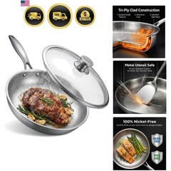 Titanium Frying Pan with Lid 11.8” – PFAS Free & Scratch Resistant Cookware