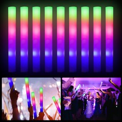 100PCS LED Foam Sticks Light Up Wands Rally Flashing Glow Party Rave