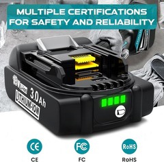 2 Pack For Makita 18V 3.0Ah LXT Lithium-Ion BL1830B BL1850B BL1860B Battery LED