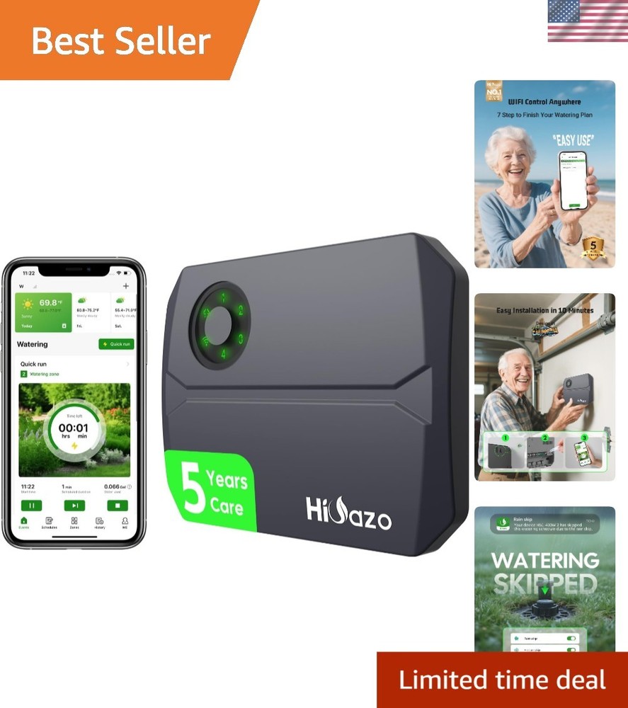 Smart Sprinkler Controller with 2.4GHz WiFi – Effortless App Control 4 Zones
