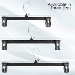 Hanger Central 25 Pack Black Plastic Pants Hangers with Extra Long Clips 12 inch