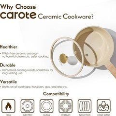 Elegant 1.5Qt & 2.5Qt Ceramic Nonstick Saucepan Set – PFOA Free, Safe Cooking