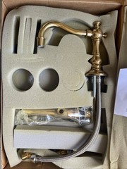 RH Restoration Hardware Bistro Lever Handle Wide Spread Faucet Aged Brass 057