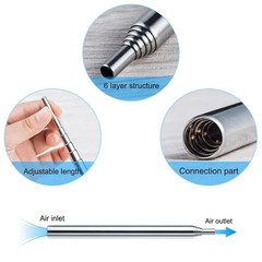 3x Outdoor Pocket Bellow Stainless Steel Telescopic Blow Fire Tube Blowpipe Tool