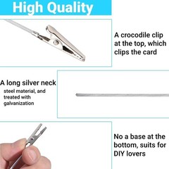 20 Pack Metal Wire Alligator Clamp, 4” Long-Tailed Iron Silver