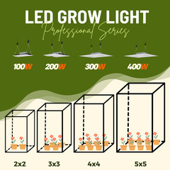 LED Grow Light Full Spectrum 100W/200W/300W/400W for Indoor Plant VEG Dimmable