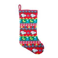 Peanuts Snoopy Christmas Stocking Red Green Holiday Knit Festive Gift