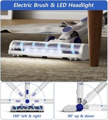 Cordless Vacuum Cleaner 1.5L Powerful Stick 50Kpa 60min Lightweigh Rechargeble