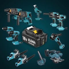 2PC BL1860B 8.0Ah Kit for Makita 18V Lithium-Ion tool Battery with Charger Combo