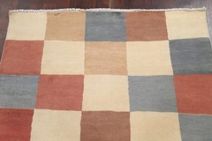 Checkered Oriental Area Rug 4×6 Hand-knotted Wool Modern Style for Any Room