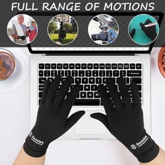 2 Pairs Compression Full Finger Arthritis Gloves, Copper Glove with Touch Screen
