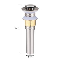 New Bathroom Pop Up Drain Vessel Basin Sink Stopper Brushed Nickel No Overflow