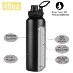 40oz Water Bottle Stainless Steel Vacuum Double Wall Insulation Sport Wide Mouth