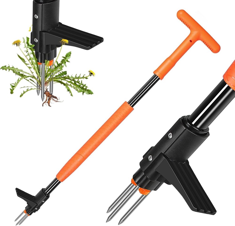 Weed Puller Tool, 3/4 Claw Stand Up Weed Puller Tool with Ergonomic Long Handle