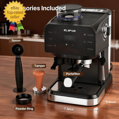 Espresso Machine 20 Bar, Coffee Maker with Grinder Black