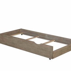 Transitional Trundle Bed Frame, Warm Gray Wire-Brushed Wood, Modern Under-Bed