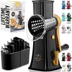 Manual Rotary Cheese Grater 5 Blade Shredder & Vegetable Slicer