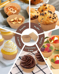 200 Pcs Natural Non-Stick Cupcake Liners, Food-Grade Greaseproof Muffin Cups