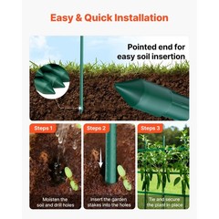 Garden Stakes, 50 Pack, 46.06 inch, Plastic-Coated Metal Plant Supports, Durable