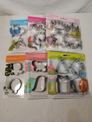 New stainless steel cookie cutter sets. Each pack has four cutters. Themes inclu